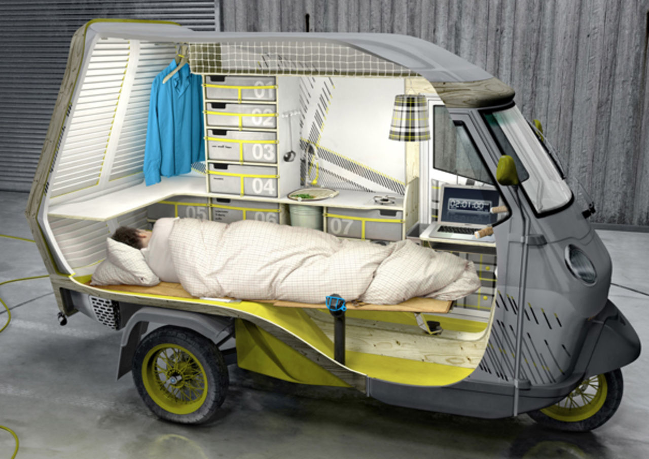 Piaggio APE 50 med camping-funktion