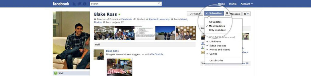 Följ folk du inte känner med Facebook Subscribe