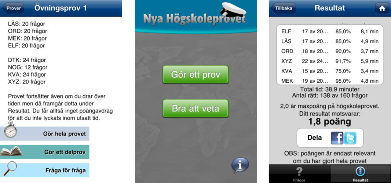 Nya högskoleprovet som app