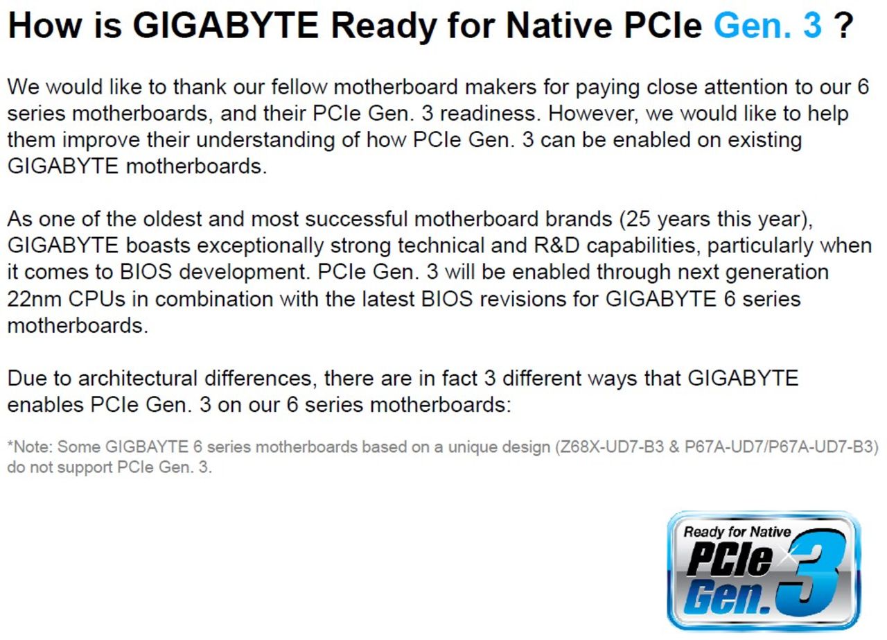 Gigabyte svarar på MSIs anklagelse om PCIe 3.0