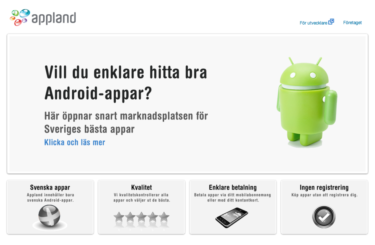 Svensk app-butik för Android
