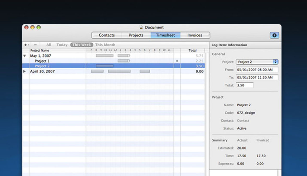 Håll koll på timmarna och projekten