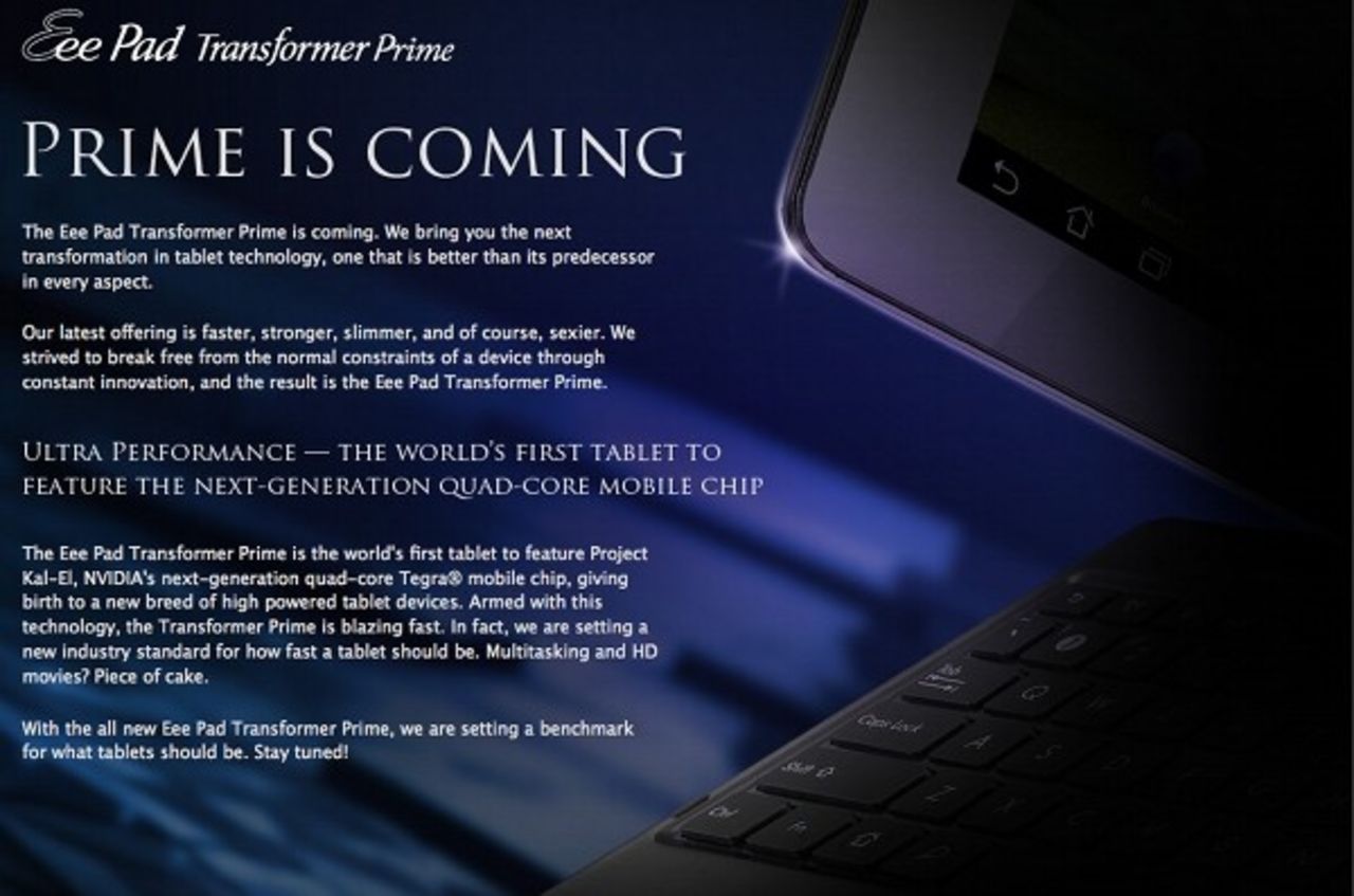 Asus lägger upp webbsida för Transformer Prime