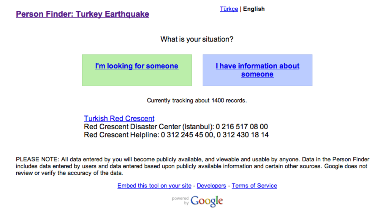 Google letar jordbävningsoffer i Turkiet