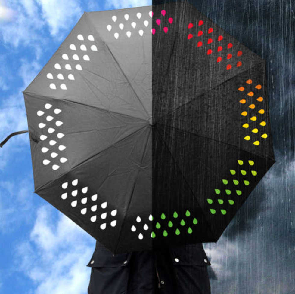Paraply som ändrar färg när det regnar