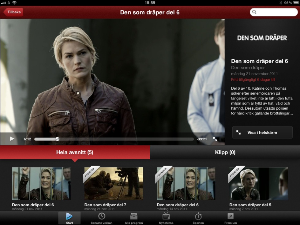 TV4 Play för iPad imponerar