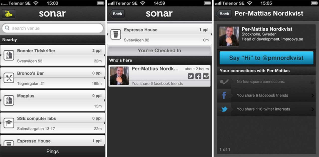 Sonar hittar dina vänners vänner