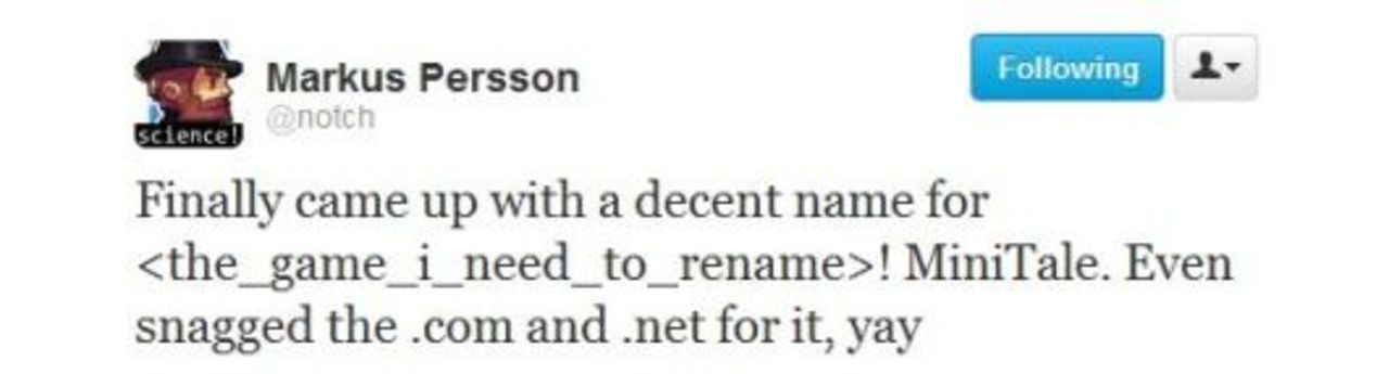 Notch nya projekt har fått ett namn