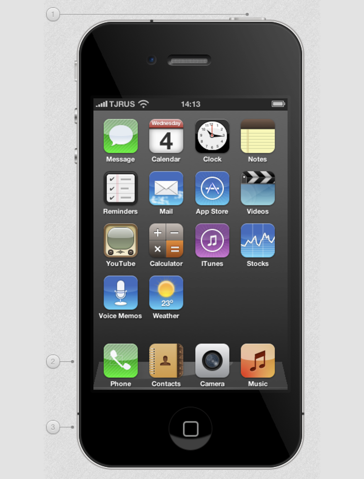 Rendering av iPhone 4 skriven helt och hållet i CSS3
