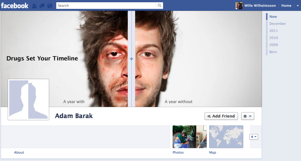 Smart antidrog-kampanj som använder Facebooks Timeline