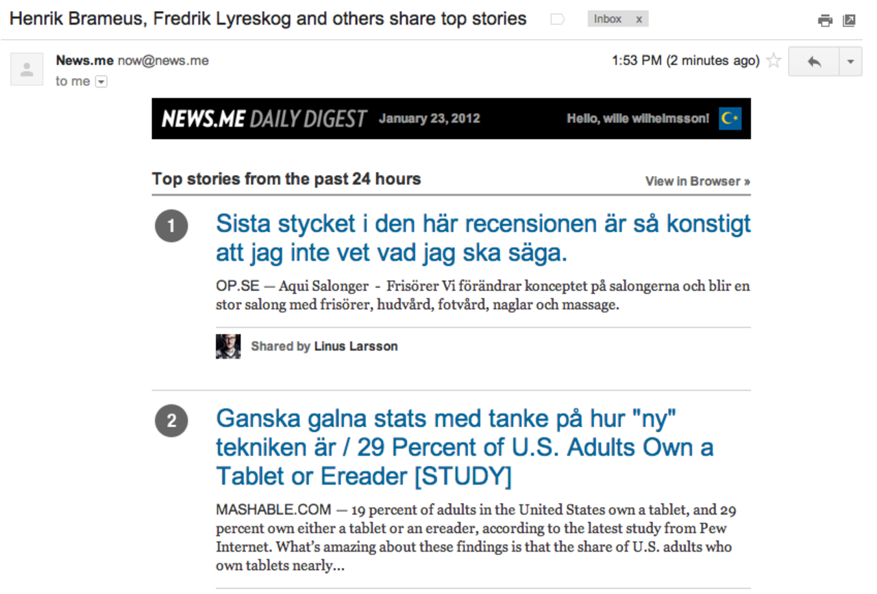 News.me - om du saknar Summify