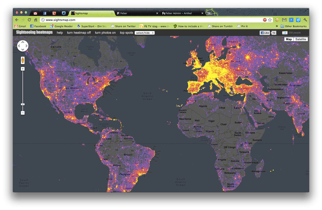 Sightsmap visar var de populäraste ställena finns