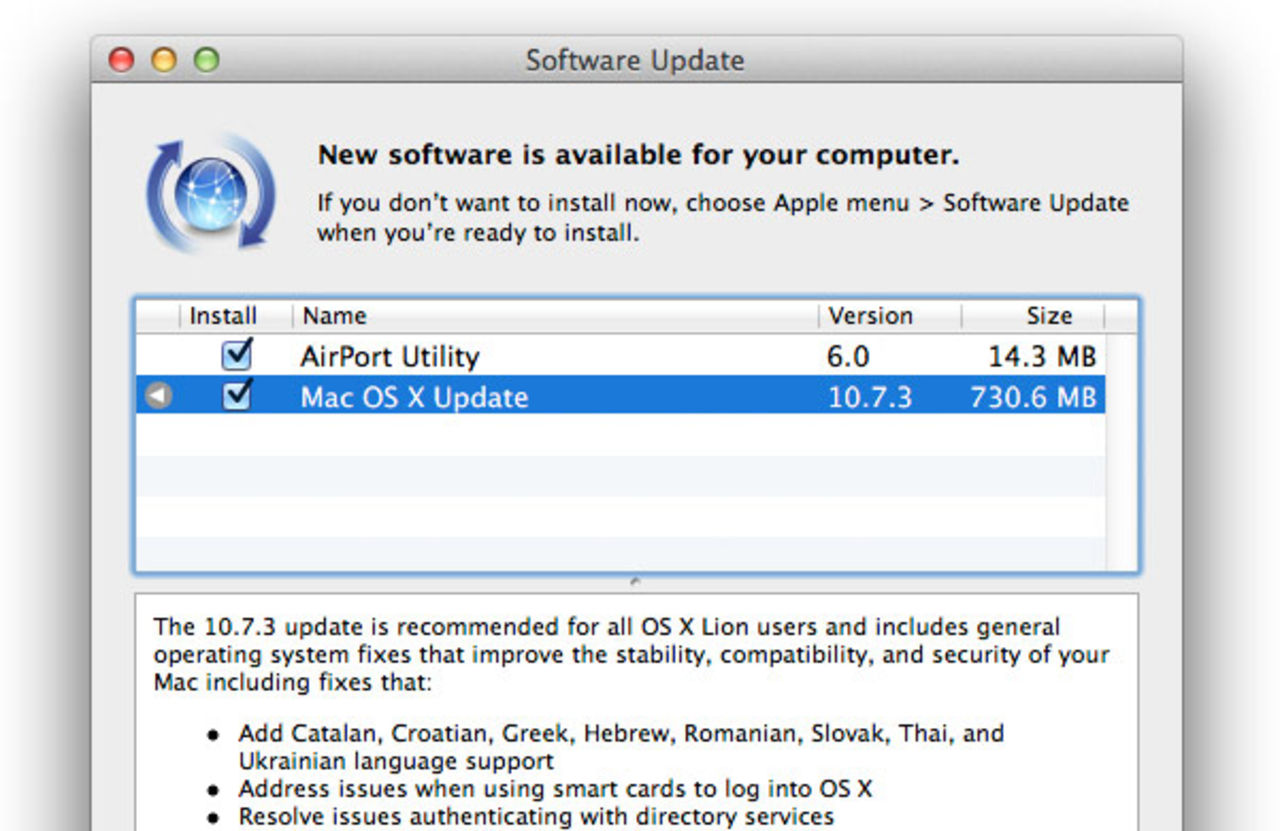 Ny uppdatering till Lion