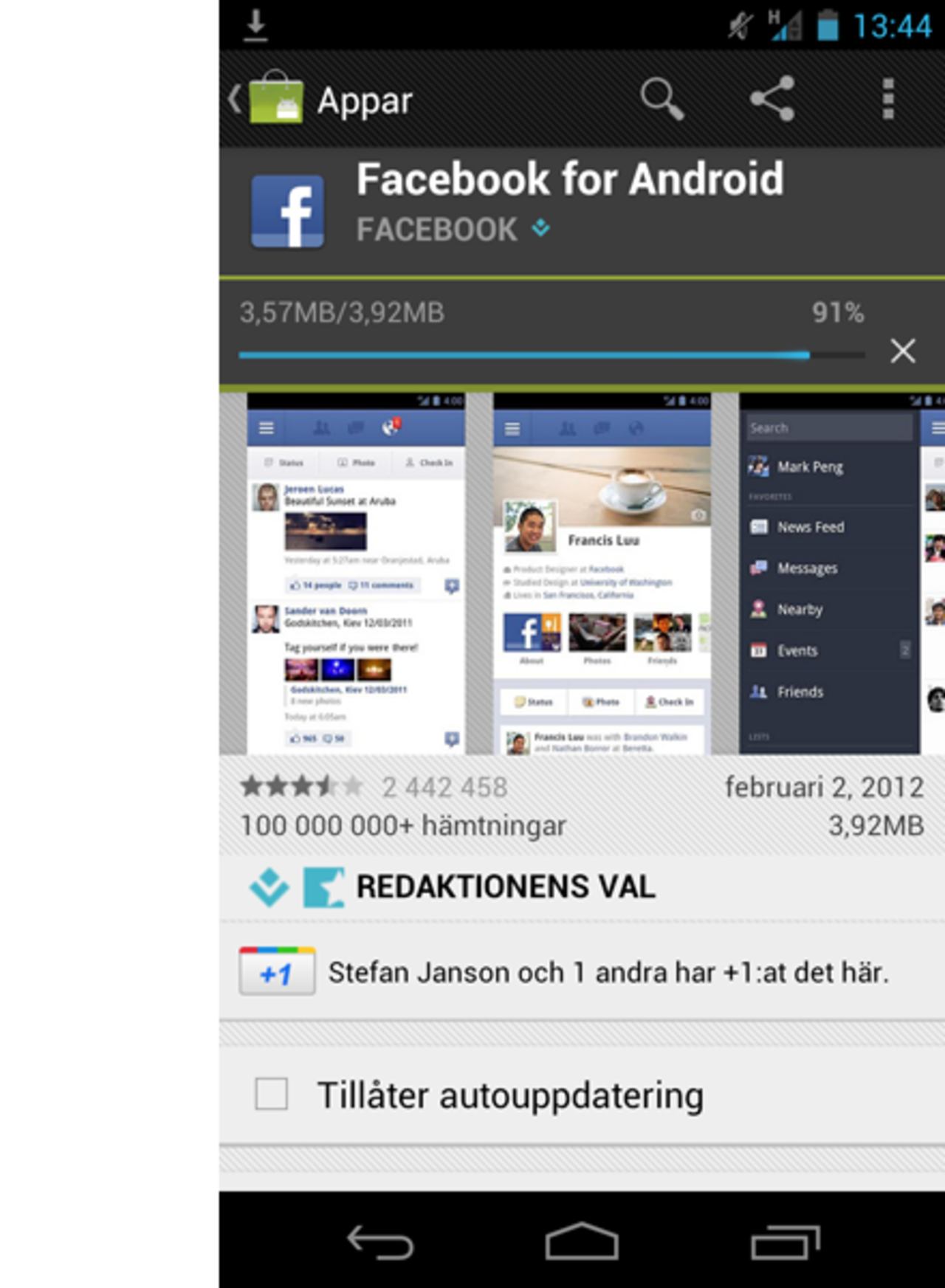 Facebook uppdaterar Android-appen
