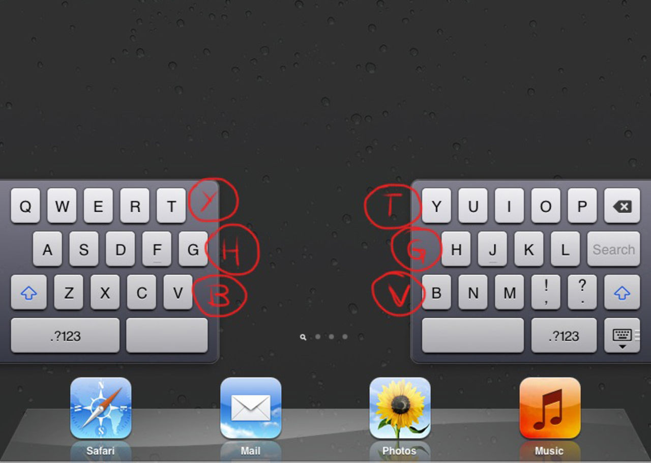 Skriv på osynliga tangenter på iPad
