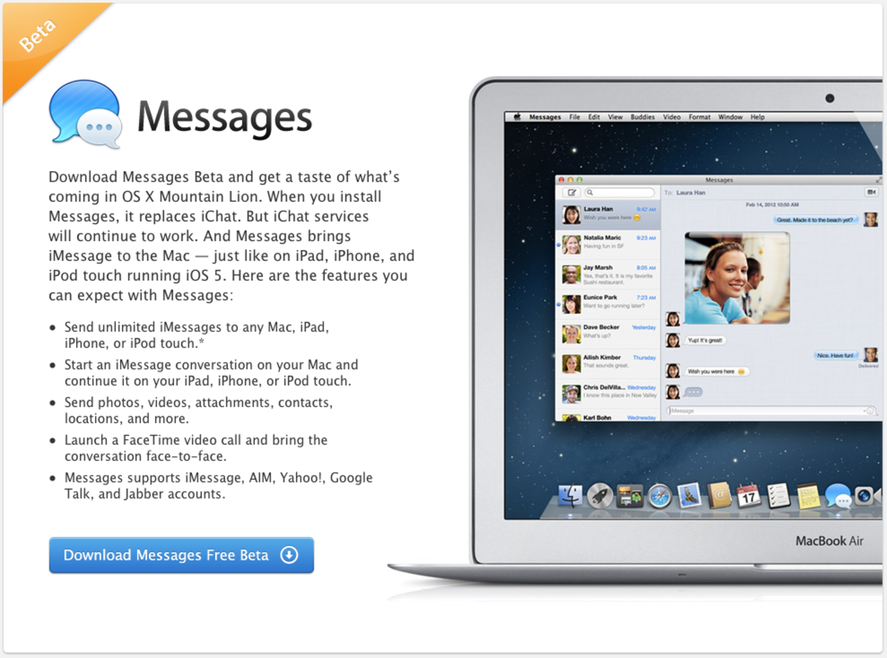 Nya messages redan släppt som beta