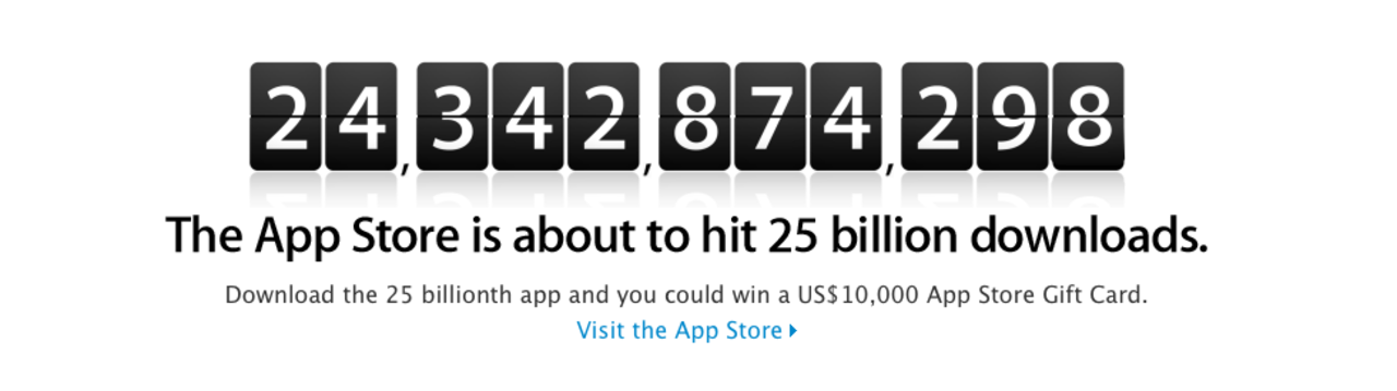 Apple når snart 25 miljarder nedladdade appar