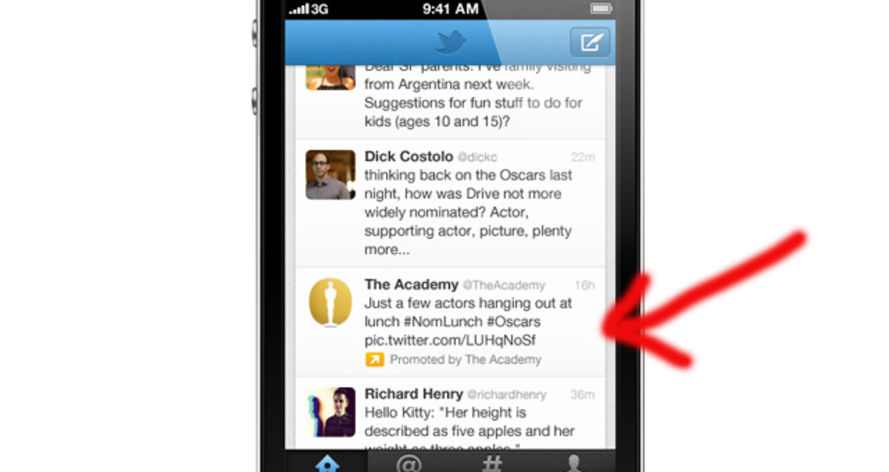 Reklam till Twitters timeline i Android och iPhone