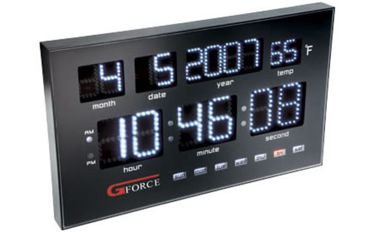 Klocka och kalender med lysdioder