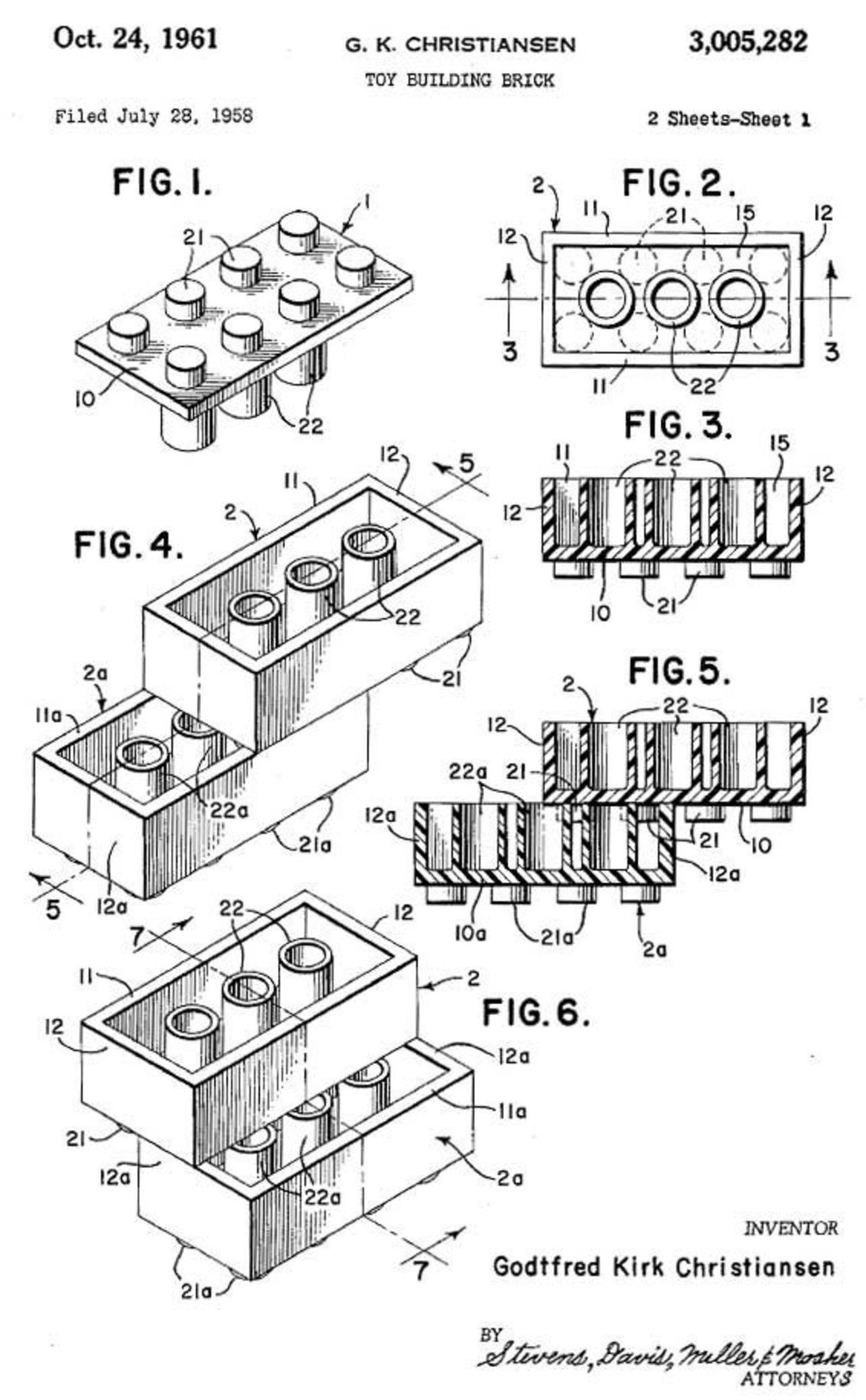 Patentritningen för Lego