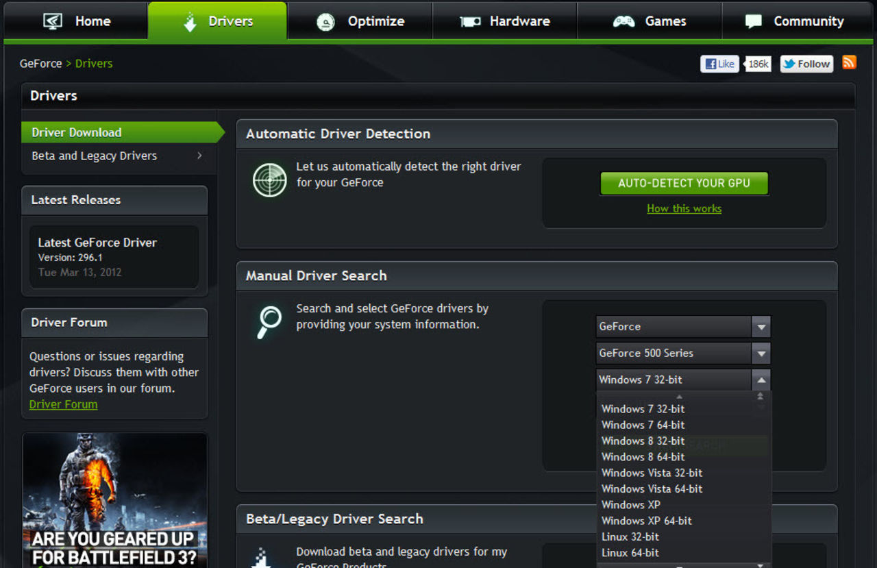 Nvidia släpper också drivrutin för Windows 8