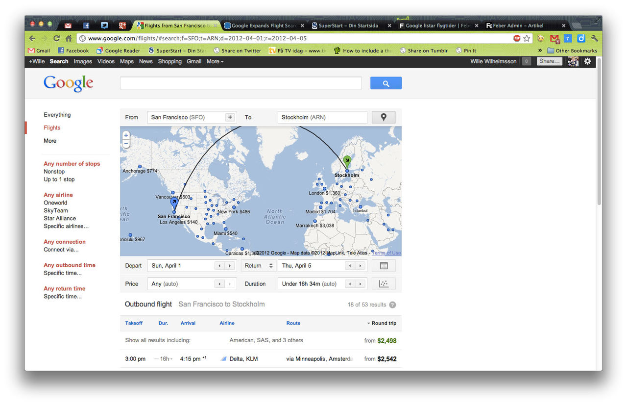 Google Flights blir lite mera internationell