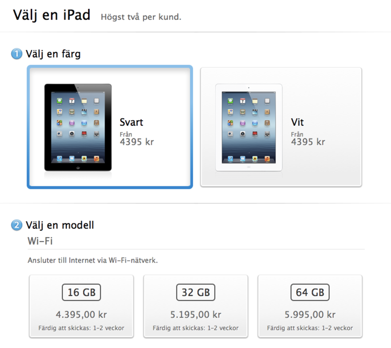 Nu går iPad att beställa på nätet