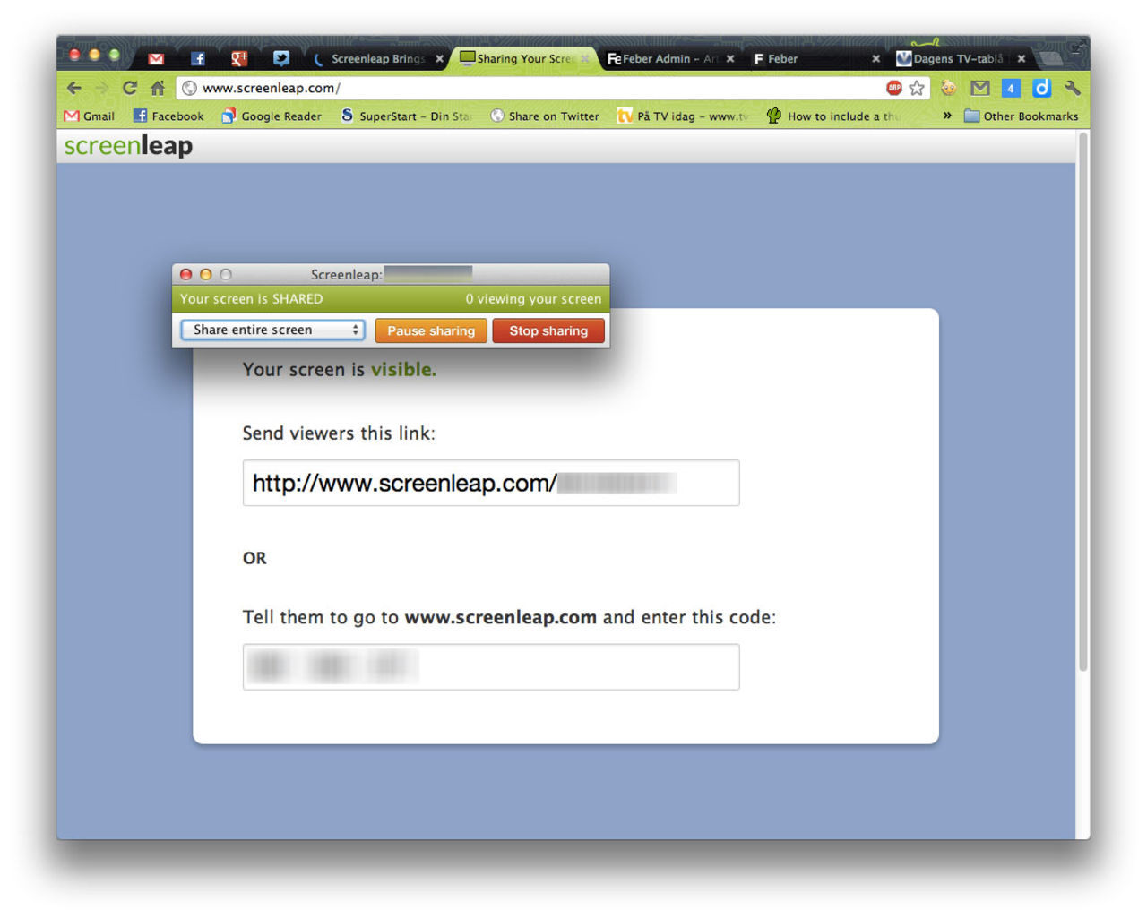 Dela innehållet på din skärm med ScreenLeap