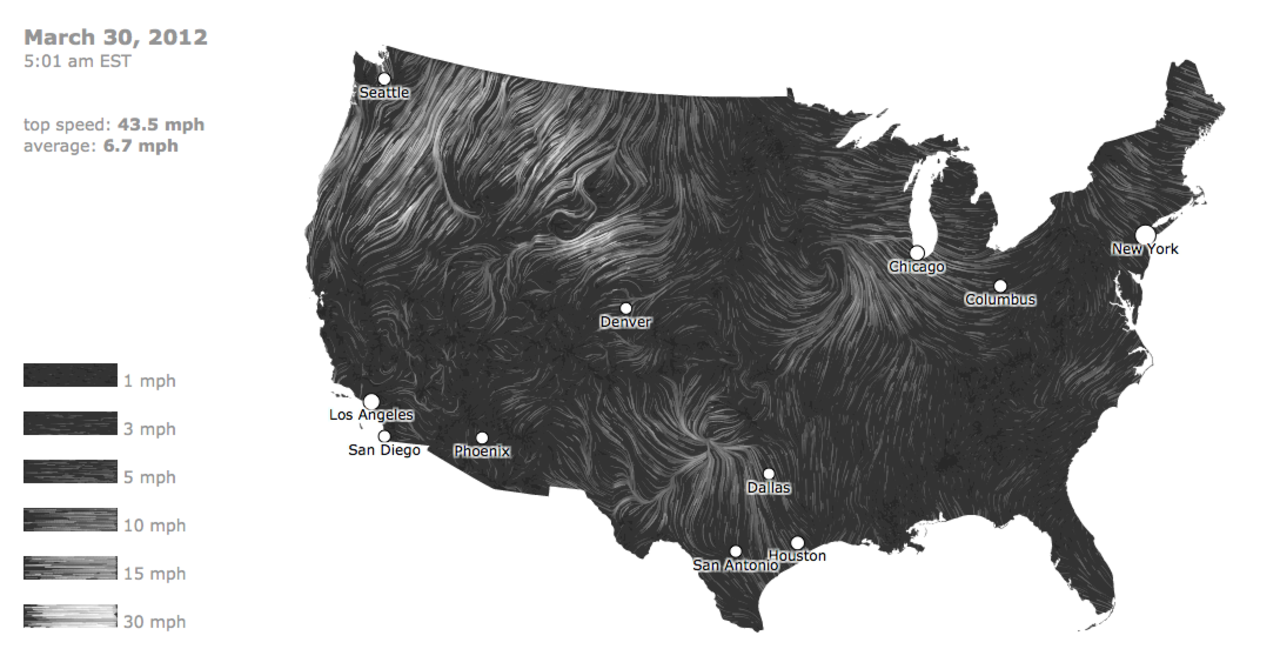 Följ vinden genom USA med Wind Map