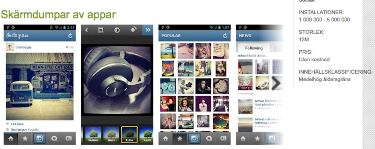 Instagram för Android har 1 miljon nedladdningar