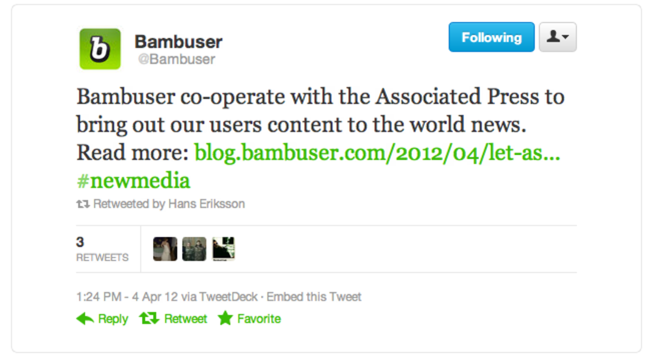 Associated Press samarbetar med Bambuser