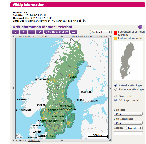 Telias 4Gnät nere *uppdaterat*. Vet inte riktigt när det kommer upp