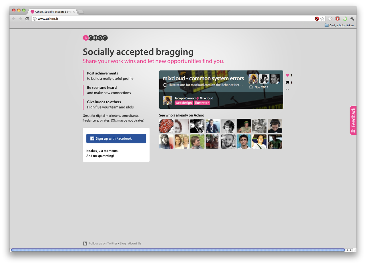 Achoo - sajt där du kan skryta om dina bedrifter