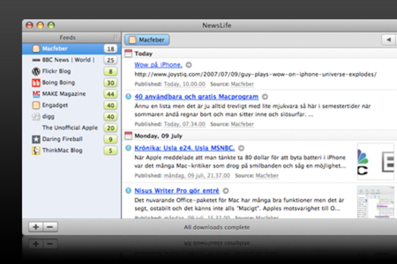NewsLife: Ny RSS-läsare