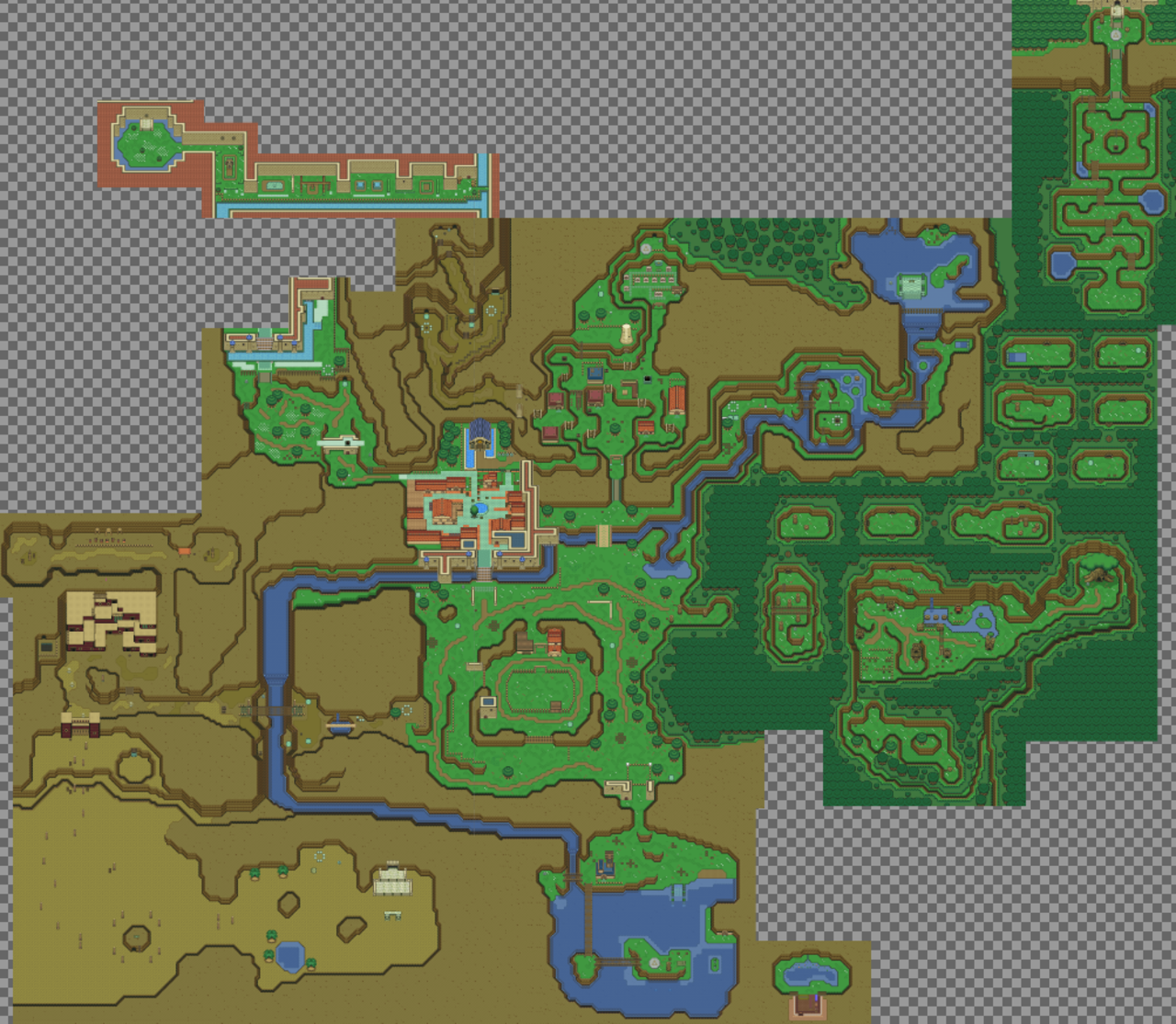 Ocarina of Time-kartan i A Link to the Past-stil