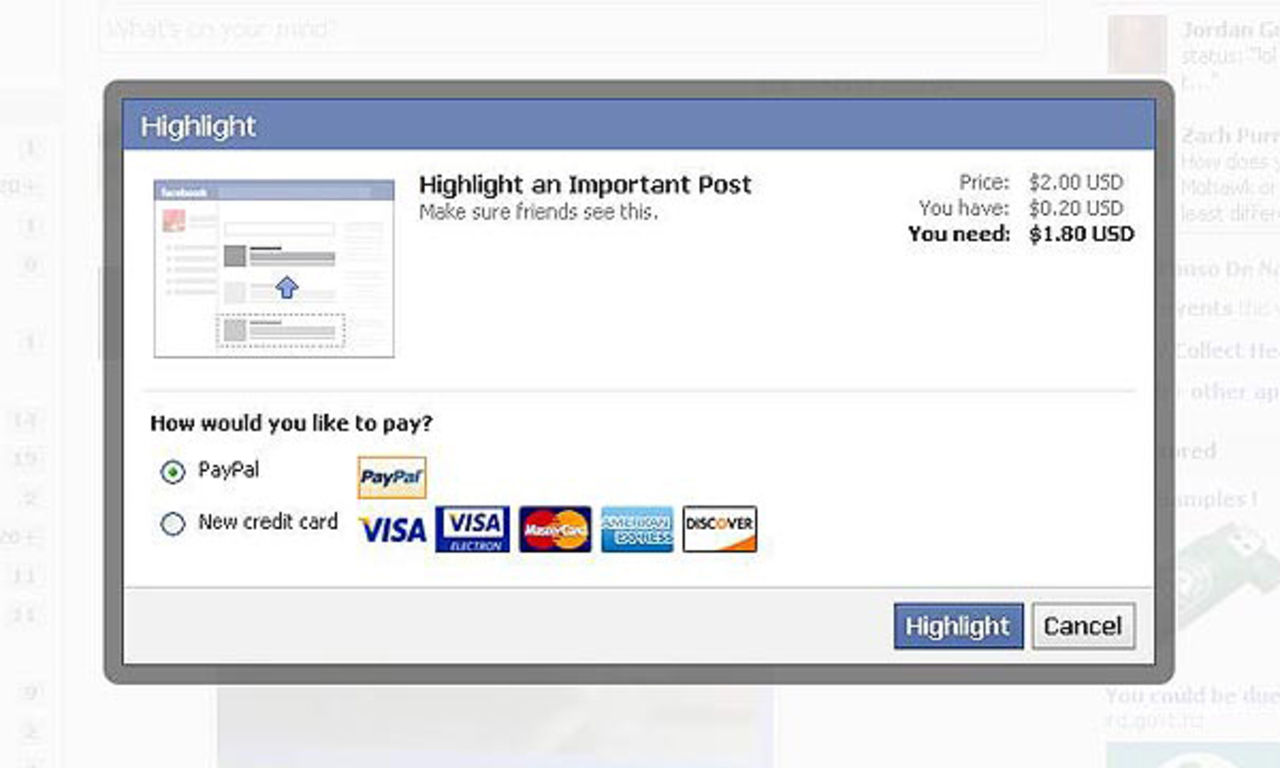 Betala för att göra din Facebook-status extra synlig
