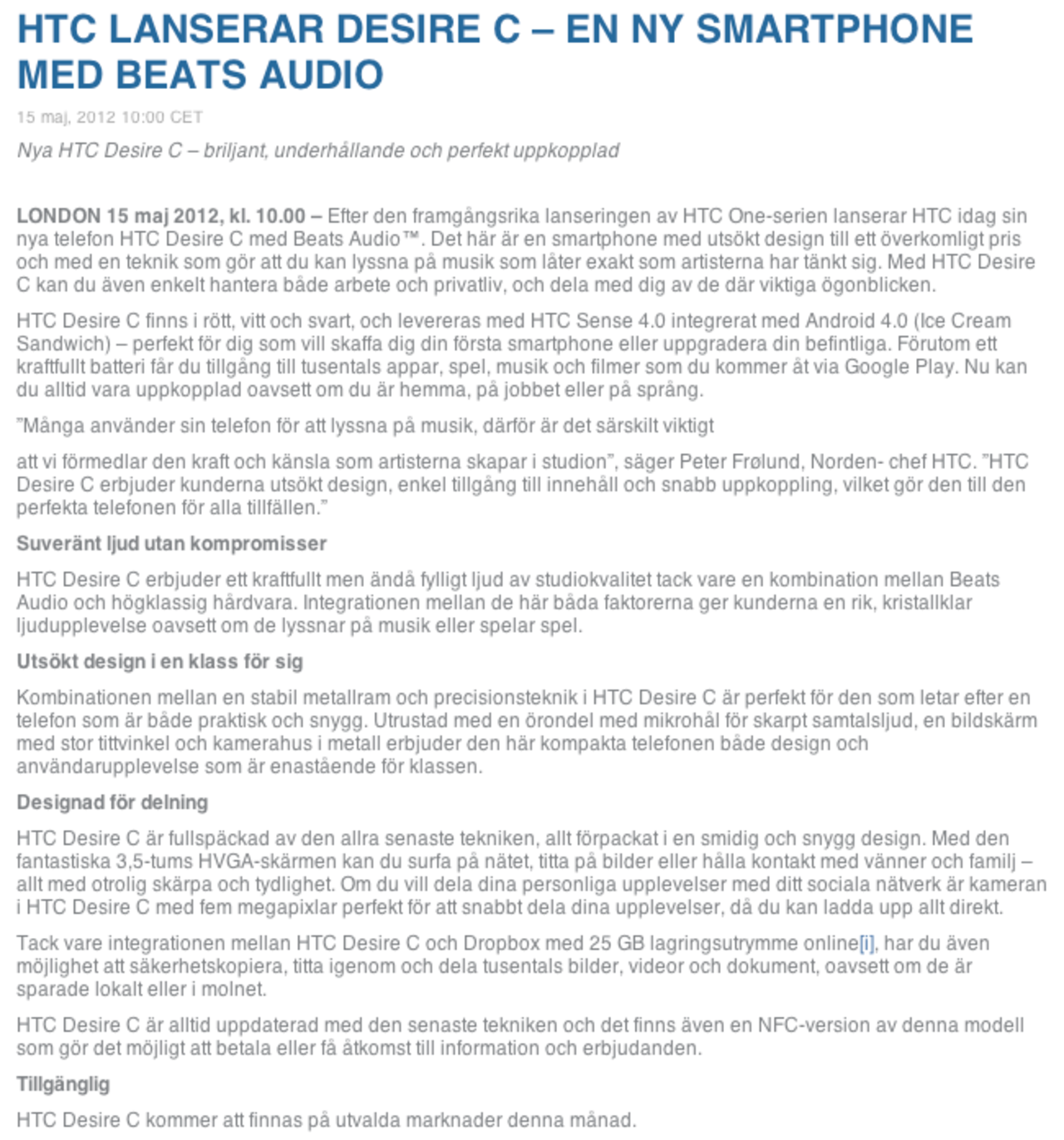 HTC Desire C, budgetlur med Android 4.0