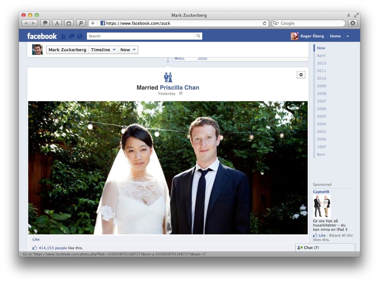 Mark Zuckerberg gifter sig