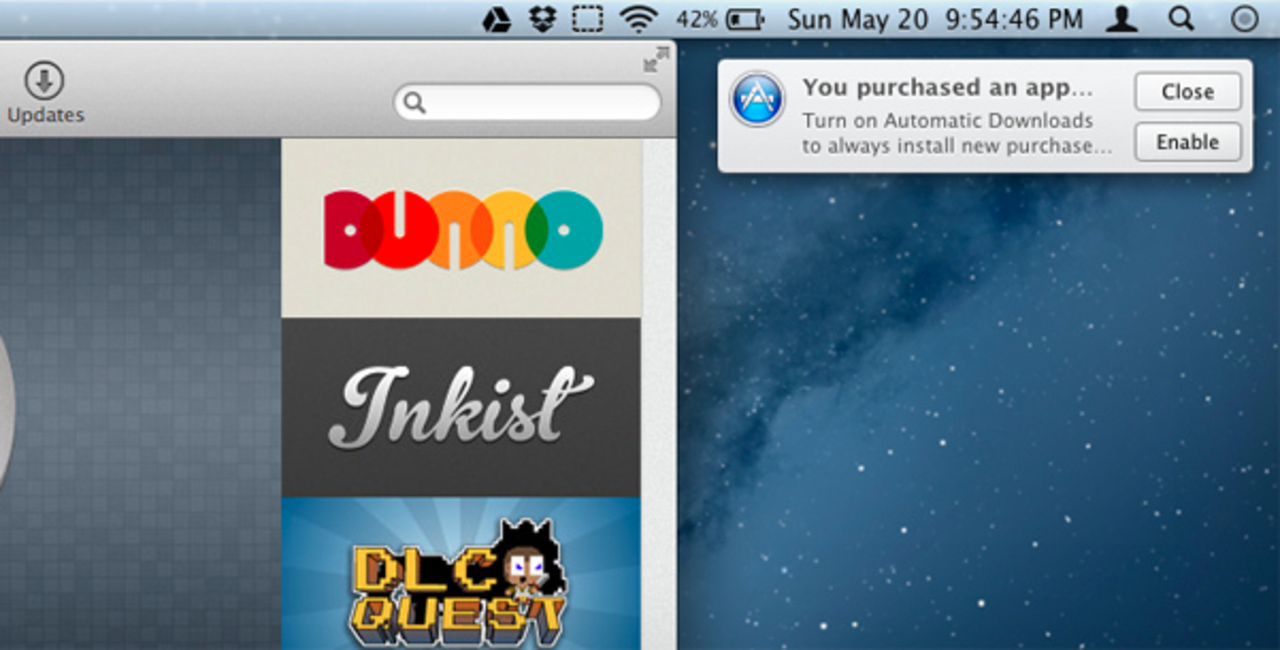 Automatisk nedladdning av appar i Mountain Lion