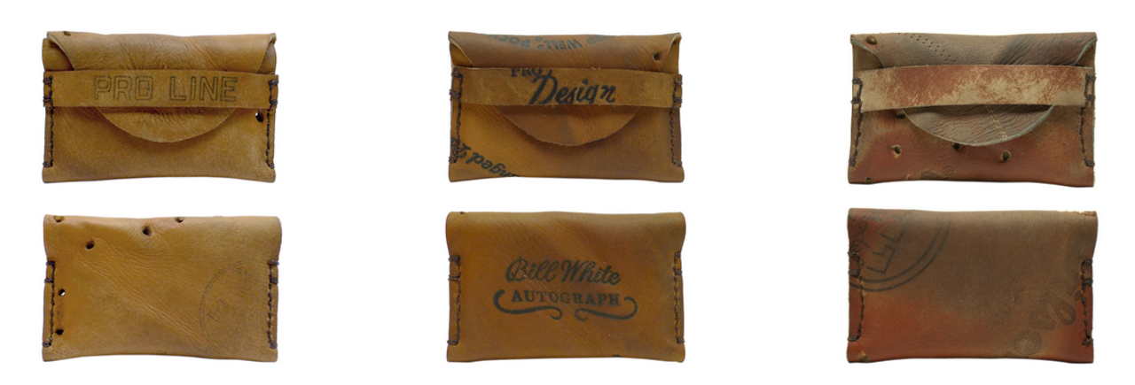 Plånböcker av begagnade baseball-handskar