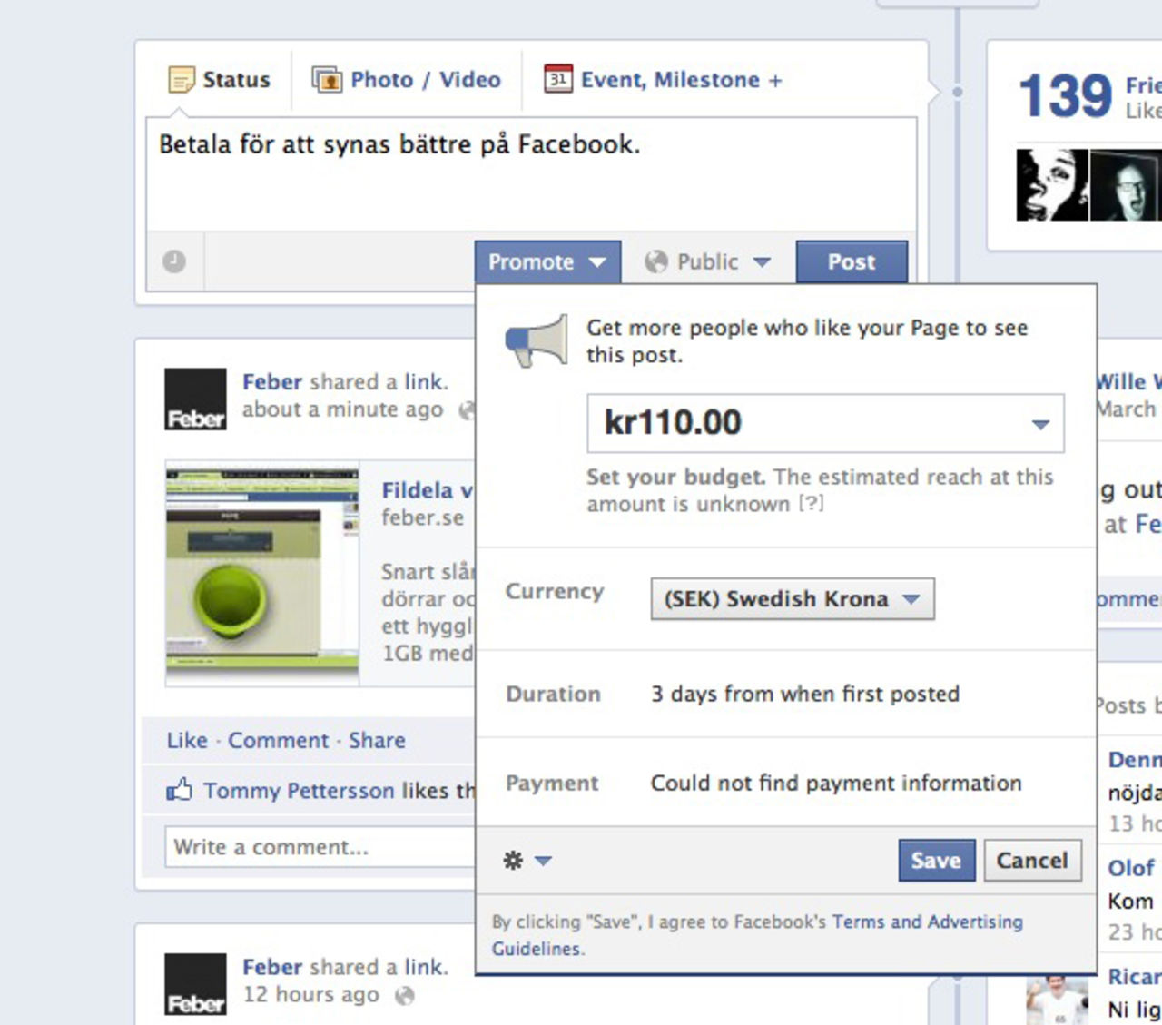 Betala för att göra din Facebook-status extra synlig