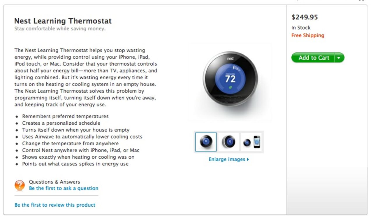 Nu går det att köpa termostaten Nest från Apple Store