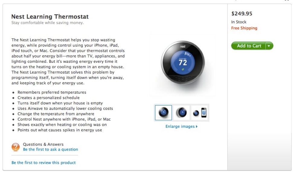 Nu går det att köpa termostaten Nest från Apple Store
