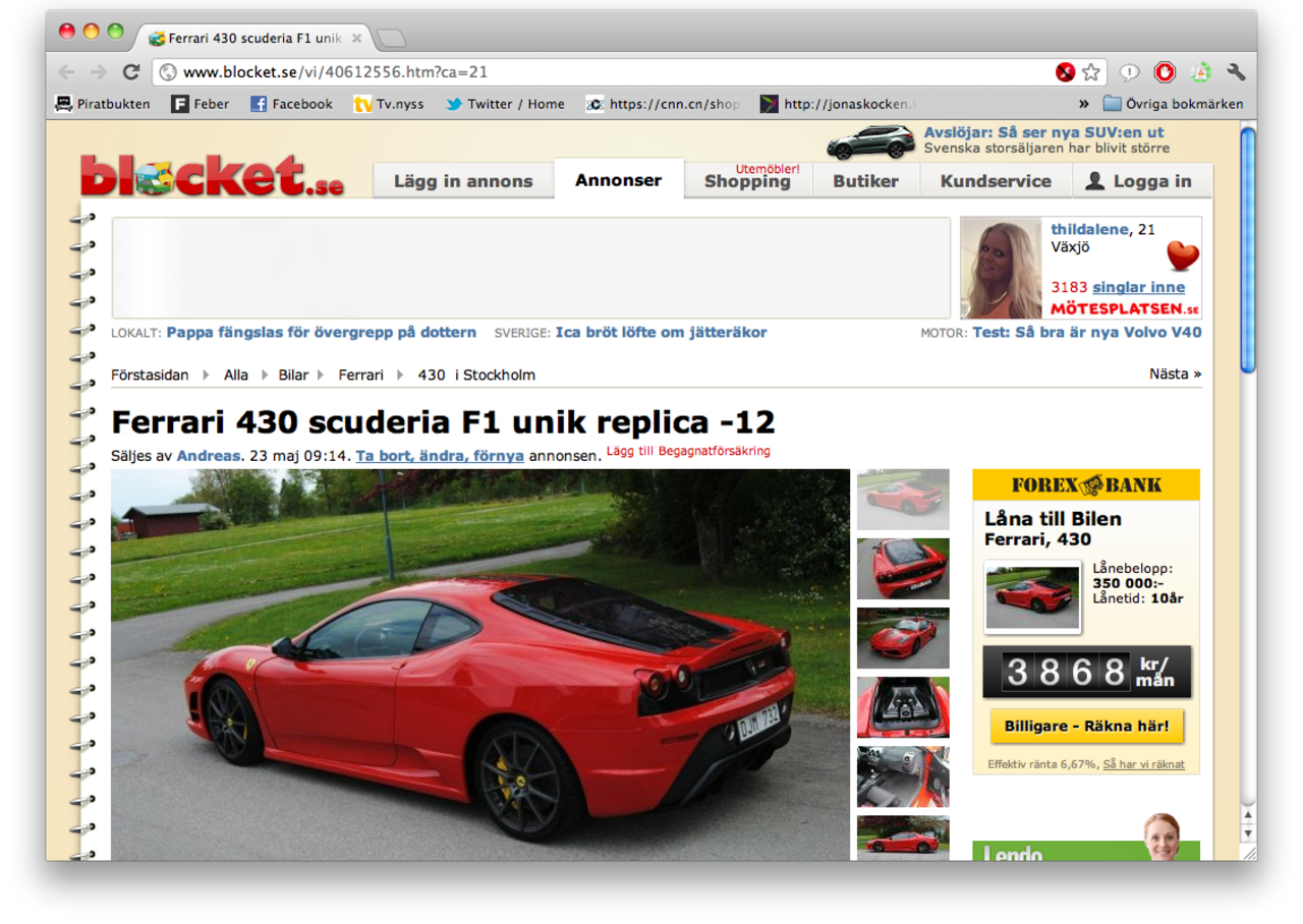 Ferrari-replika som sticker ut