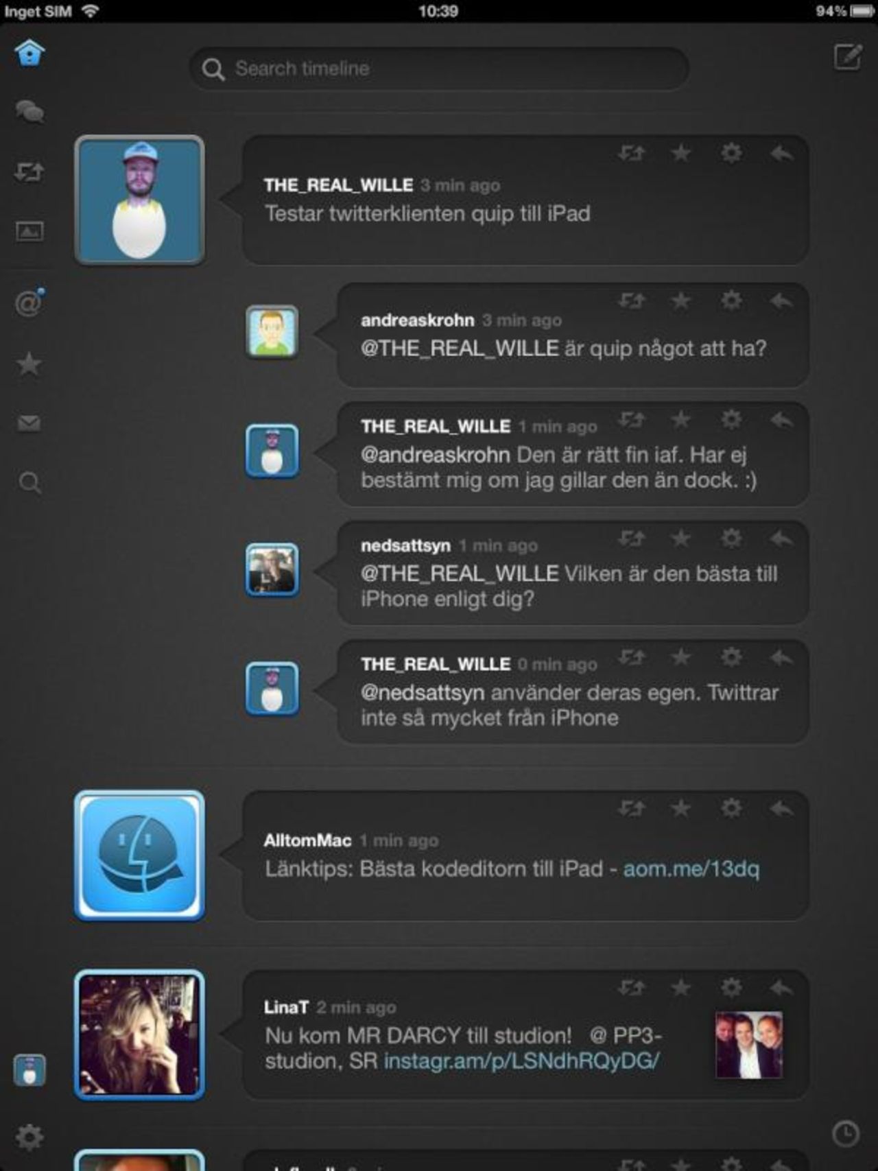 Quip - trådbaserad twitterklient till iPad