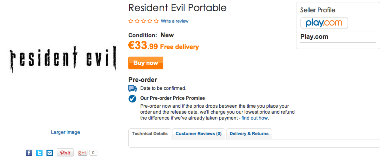 Återförsäljare listar Resident Evil och Metal Gear Solid