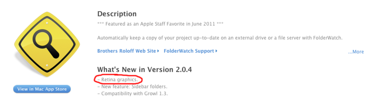 Uppdaterad app till Mac OS får retina-stöd