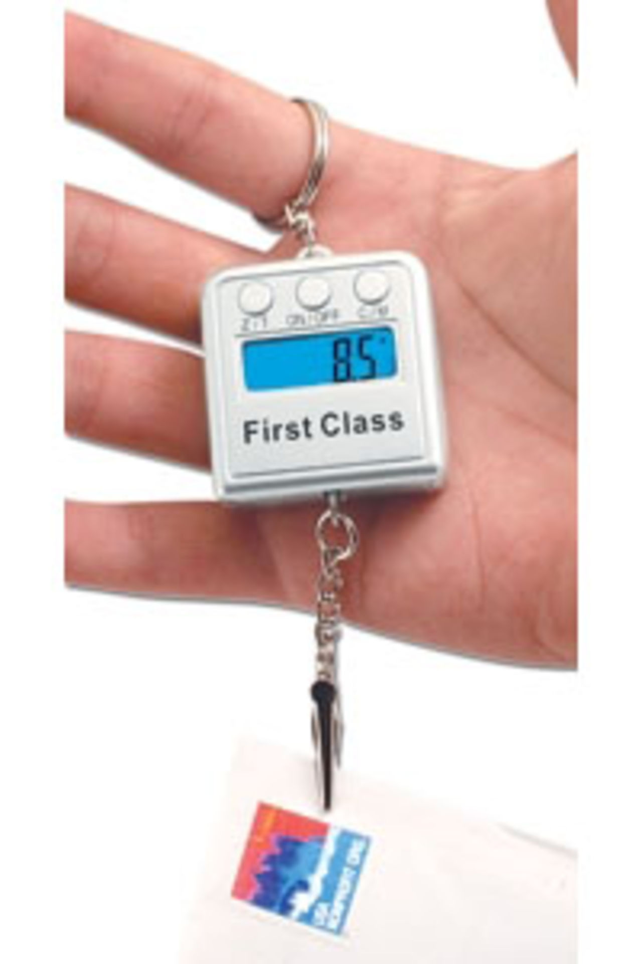 En nyckelring med inbyggd våg