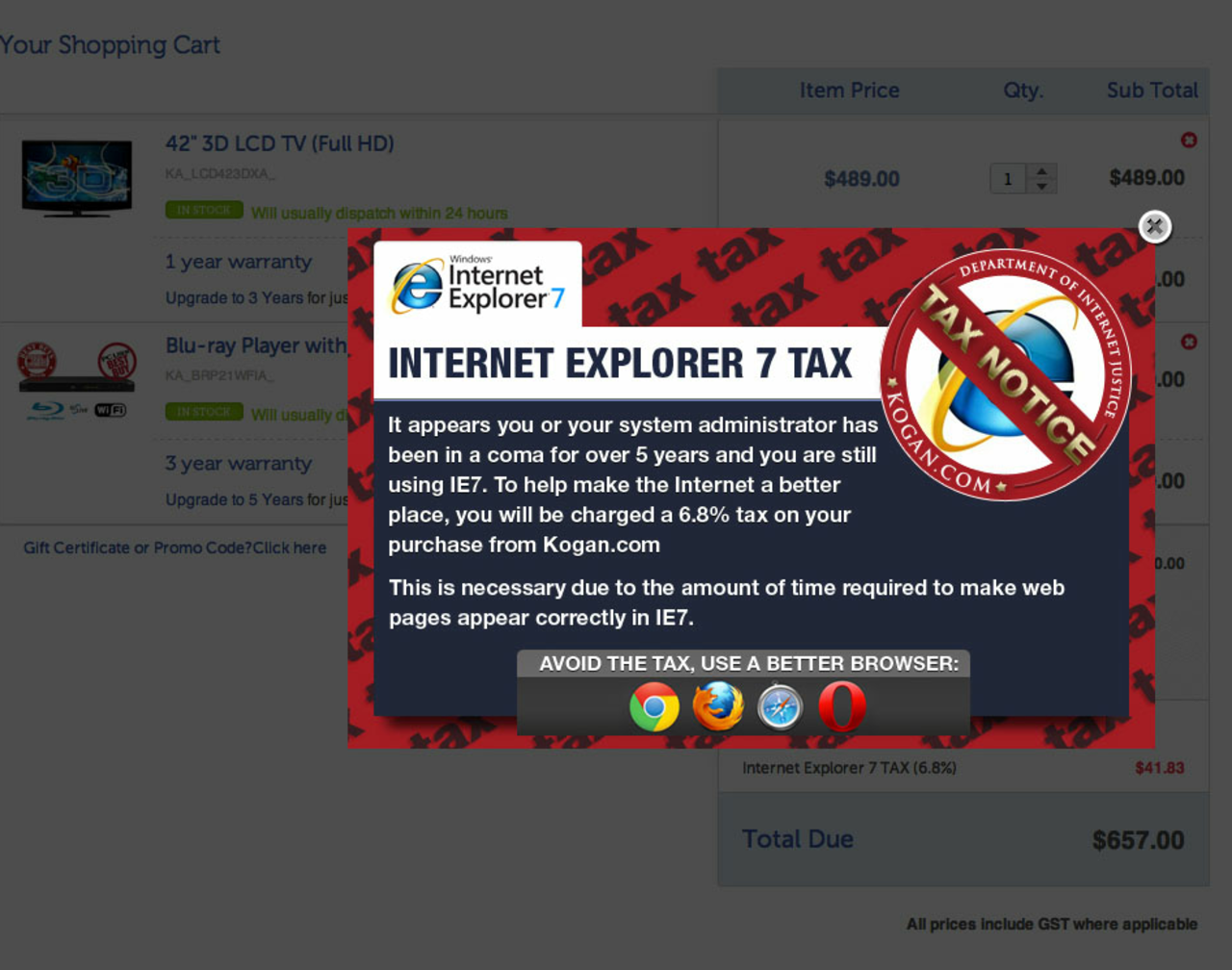 Extraskatt för Internet Explorer 7-användare