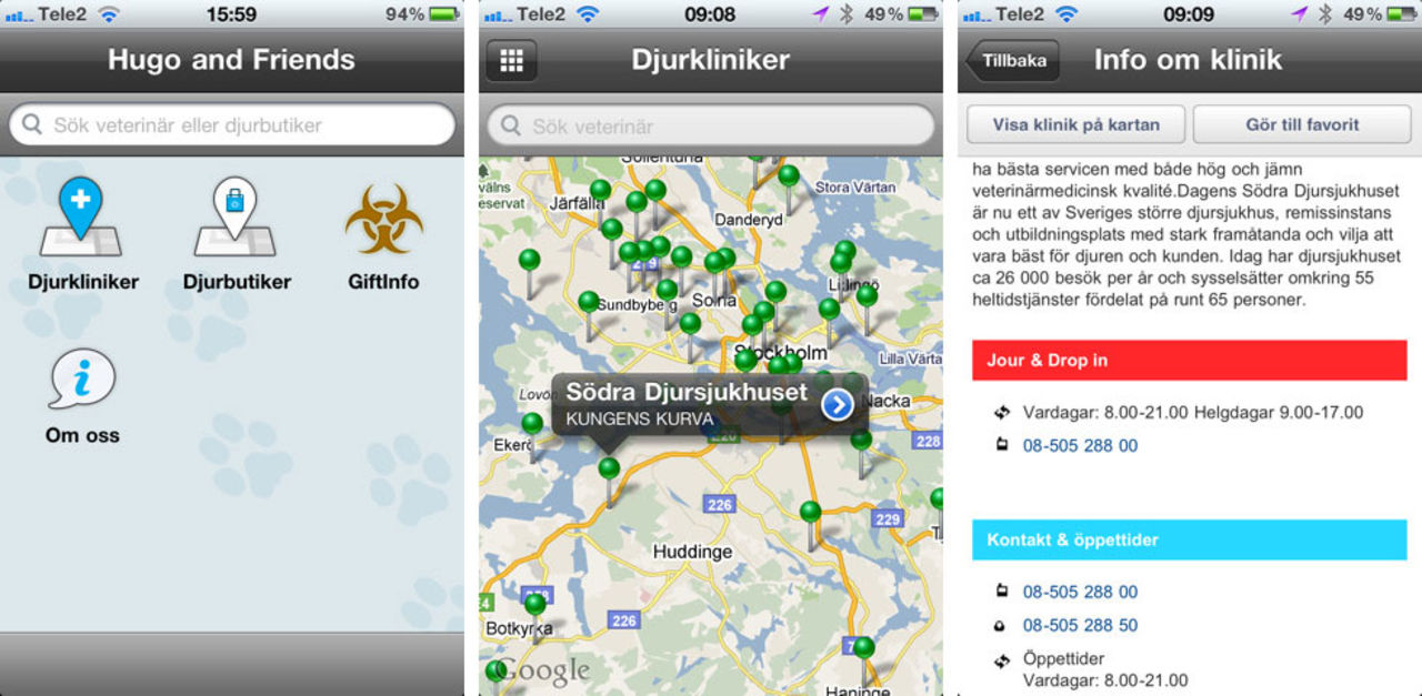 App hittar närmaste veterinär och djurbutik